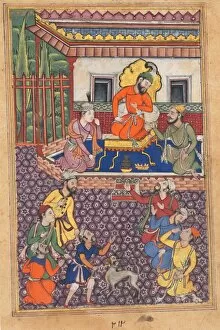 Ink And Gold On Paper Collection: Page from Tales of a Parrot (Tuti-nama): Forty-sixth night: The court of the Raja of Ujjain, c