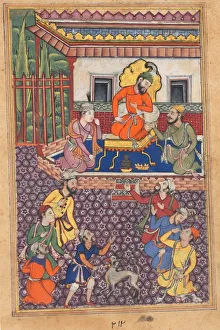 Page from Tales of a Parrot (Tuti-nama): Forty-sixth night: The court of the Raja of Ujjain, c