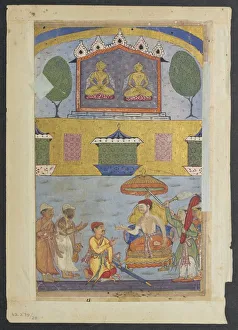 Reign Of Akbar Prints: Page from Tales of a Parrot (Tuti-nama): Third night: The goldsmith and the carpenter