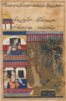 Ink And Gold On Paper Collection: Page from Tales of a Parrot (Tuti-nama): Thirty-ninth night: The queen of Rum... c