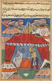 Reign Of Akbar Prints: Page from Tales of a Parrot (Tuti-nama): Twenty-fourth night: The disguised Arab