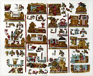 Zapotec Prints: A page from the Vienna manuscript of Zapothec origin, 1901
