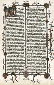 Page from Wycliffes translation of the Bible into English, c1400