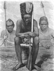 Tribesman Prints: Pahouin Warriors; The Gaboon. 1875. Creator: Unknown