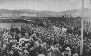 Pretoria Prints: One of the Painful Incidents of the War: Captured British Troops Being Marched Into Pretoria