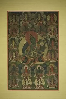 Gods Gallery: Painted Banner (Thangka) of Green Tara Surrounded by Twenty Manifestations, 18th century