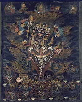 Monster Collection: Painted Banner (Thangka) with Guru Dragpur, a Wrathful Form of Padmasambhava