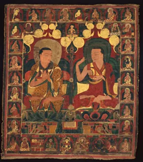 Painted Banner (Thangka) of Lineage Painting of Two Lamas in Debate, c. 1500