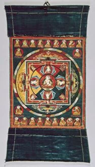 Tanka Collection: Painted Banner (Thangka) of Vajrasattva Mandala, 15th century. Creator: Unknown