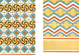 Hellmut Theodor Prints: Painted ceilings in the Tomb of Amenemheb at Thebes, Egypt, (1928). Creator: Unknown