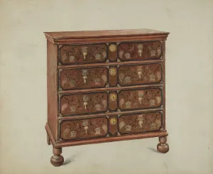 Chests Prints: Painted Chest, 1935/1942. Creator: Ralph Boyer