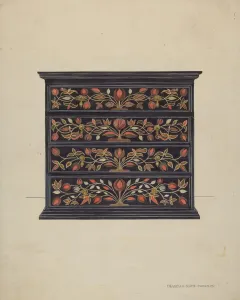 Oblong Prints: Painted Chest of Drawers, c. 1937. Creator: Isabella Ruth Doerfler
