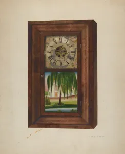 Clock Face Prints: Painted Clock, 1940. Creator: John Koehl