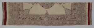 Floral Print Prints: Painted cotton with medallion and figures, India, 15th century. Creator: Unknown