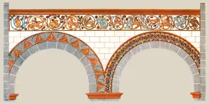 Painted decoration in the nave of St Severus Church at Boppard, Germany, (1928). Creator: Unknown Painted decoration in the nave of St Severus Church at Boppard, Germany, (1928). Creator: Unknown