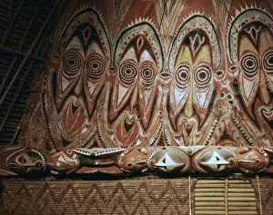 Painted gable-wall of a cult-house from New Guinea