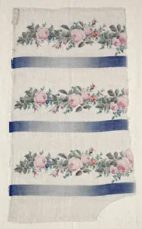 Mid 19th Century Prints: Painted Organdy Strip, mid 1800s. Creator: Unknown