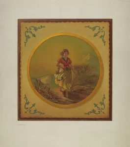 Painted Panel from Pullman Car Interior, c. 1939. Creator: Wayne White