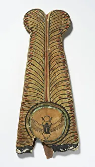 30th Dynasty Prints: Painted Plume with Sun Disk Containing Winged Kheper Beetle