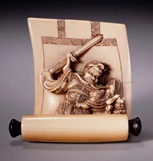 Demon Queller Prints: Painted Scroll Coming to Life: Shoki Attacking Demon