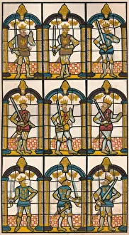 Painted Window - Two Saxon Earls of Mercia, and Seven Norman Earls of Chester, 1808 (1845). Artist: William Fowler Painted Window - Two Saxon Earls of Mercia, and Seven Norman Earls of Chester, 1808 (1845). Artist: William Fowler