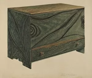 Abstract Collection: Painted Wooden Chest, c. 1938. Creator: Daniel Fletcher