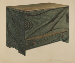 Drawer Prints: Painted Wooden Chest, c. 1938. Creator: Daniel Fletcher