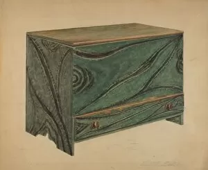 Abstract Collection: Painted Wooden Chest, c. 1939. Creator: Daniel Fletcher