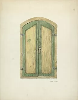 Painted Wooden Shutter, 1937. Creator: Edward Jewett