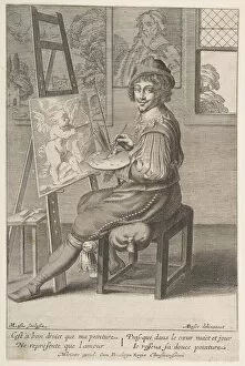 Bosse Abraham Collection: Painter at an Easel, 1620-67. Creator: Michel Lasne