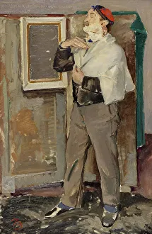 Shaving Foam Prints: The painter Henrik Schouboe shaving, 1927. Creator: Peter Rostrup Boyesen