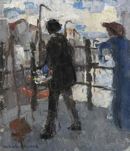 Plein Air Prints: The Painter on the Hoogbrug in Mechelen, 1908. Creator: Rik Wouters