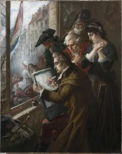 Conciergerie Prints: Painter Jacques-Louis David drawing Marie-Antoinette led to her execution, 1793, 1900
