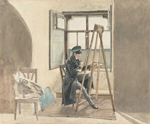 Brown Colour Gallery: The painter Johann Adam Klein (1792-1875) before His Easel, 1818. Creator: Erhard