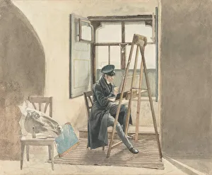 Brush Prints: The painter Johann Adam Klein (1792-1875) before His Easel, 1818. Creator: Erhard