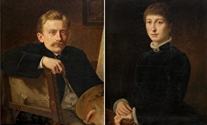 Double Portrait Prints: The Painter and Madame Hippolyte Van Soom, 1883. Creator: Eugene Siberdt