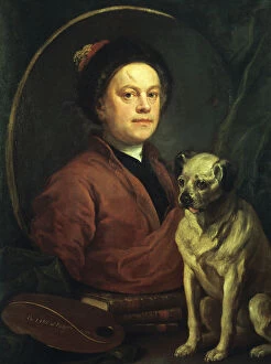 W Hogarth Gallery: The Painter and his Pug, 1745. Artist: William Hogarth