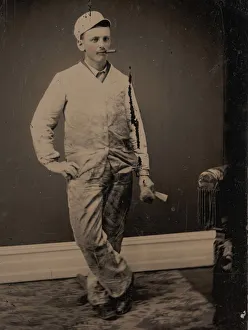 Painter, Smoking a Cigar, Holding a Brush and Scraper, 1870s-80s. Creator: Unknown Painter, Smoking a Cigar, Holding a Brush and Scraper, 1870s-80s. Creator: Unknown