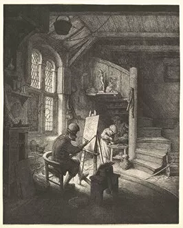 Adriaen Jansz Van Ostade Gallery: The Painter in His Studio, ca. 1667. Creator: Adriaen van Ostade