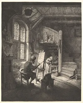 Adriaen Van Prints: The Painter in His Studio, ca. 1667. Creator: Adriaen van Ostade