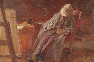 Kyhn Vilhelm Prints: The Painter Vilhelm Kyhn Smoking his Pipe, 1903. Creator: Anna Kirstine Ancher