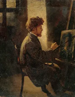 Leopold Prints: Painter at work, 1870. Creator: Leopold Horovitz