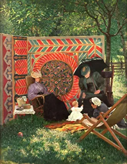 Deck Chair Prints: The painter's family in Marquartstein, c.1895. Creator: Henry Brokman