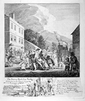 Cartoonist Prints: The painters march from Finchly... 1753. Artist: Paul Sandby