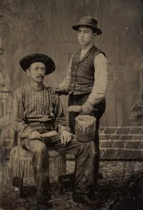 Two Painters, One Seated and One Standing, with Brushes and a Bucket, 1860s-80s Two Painters, One Seated and One Standing, with Brushes and a Bucket, 1860s-80s