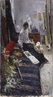 Atelier Gallery: In the Painters Studio. Artist: Korovin, Konstantin Alexeyevich (1861-1939)
