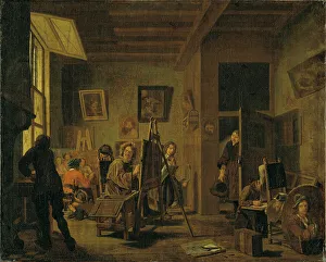Artists Prints: A Painter's Studio, early-mid 18th century. Creator: Jan Josef Horemans I