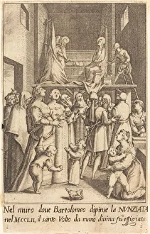 Santissima Annunziata Prints: Painting of the Annunciation, 1619. Creator: Jacques Callot