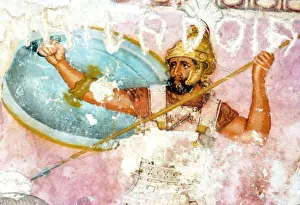 Detail of painting on Etruscan Sarcophagus from Tarquinia, late 4th century BC Detail of painting on Etruscan Sarcophagus from Tarquinia, late 4th century BC