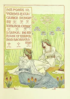 Tulipa Prints: Painting in a garden, 1899. Creator: Walter Crane